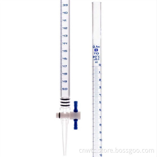 Borosilicate Glass Burette with Glass Key Straight PTFE Stopcock - 100ml